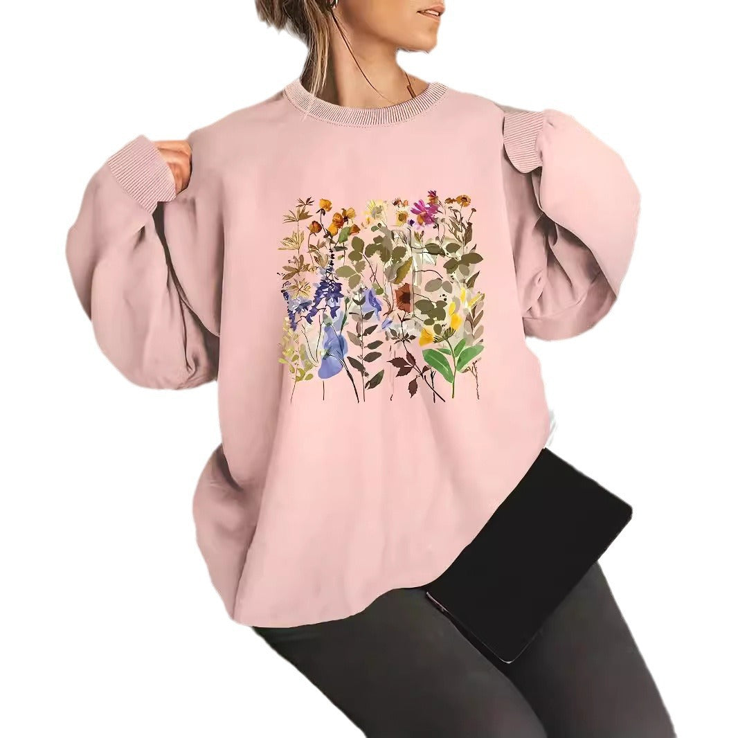 Kvinnors sweatshirt med blommönster och bekväm passform Mirla-Eva Jonsson