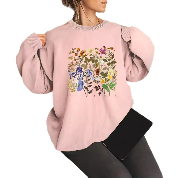 Kvinnors sweatshirt med blommönster och bekväm passform Mirla-Eva Jonsson
