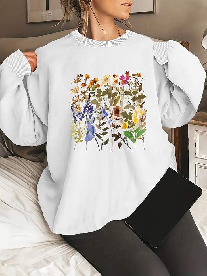 Kvinnors sweatshirt med blommönster och bekväm passform Mirla-Eva Jonsson