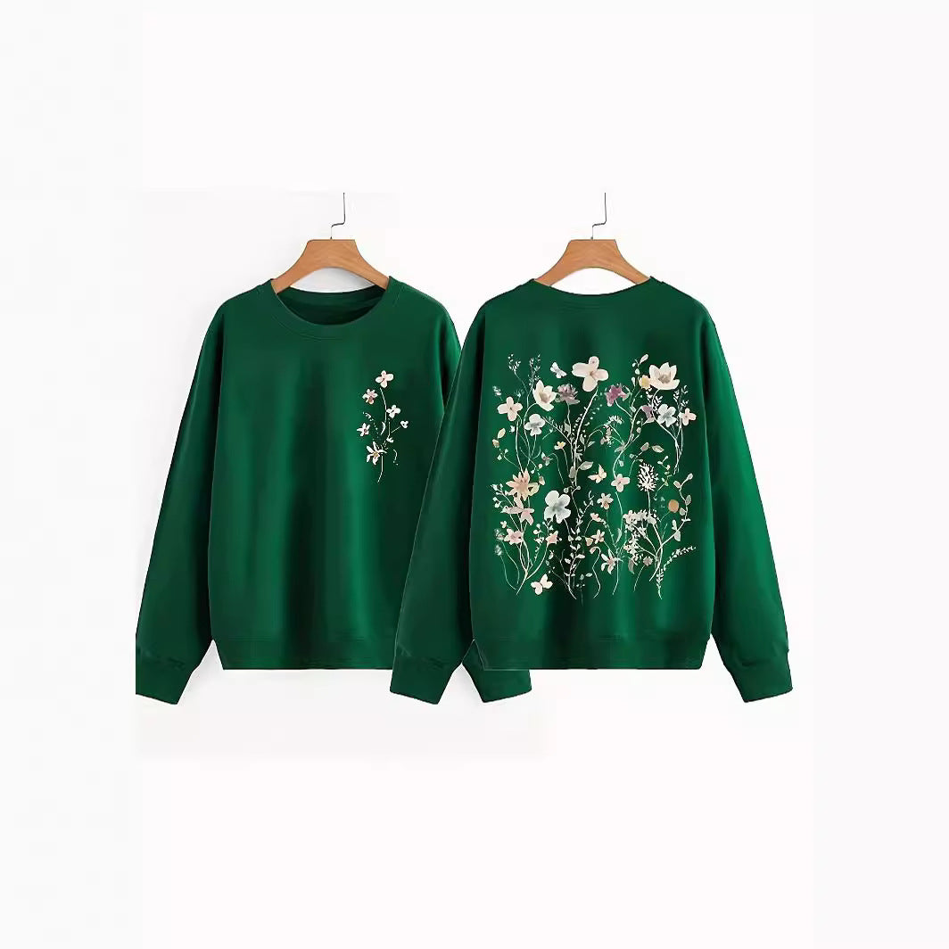 Kvinnors sweatshirt med blommönster och mjukt innerfoder Mirla-Eva Jonsson