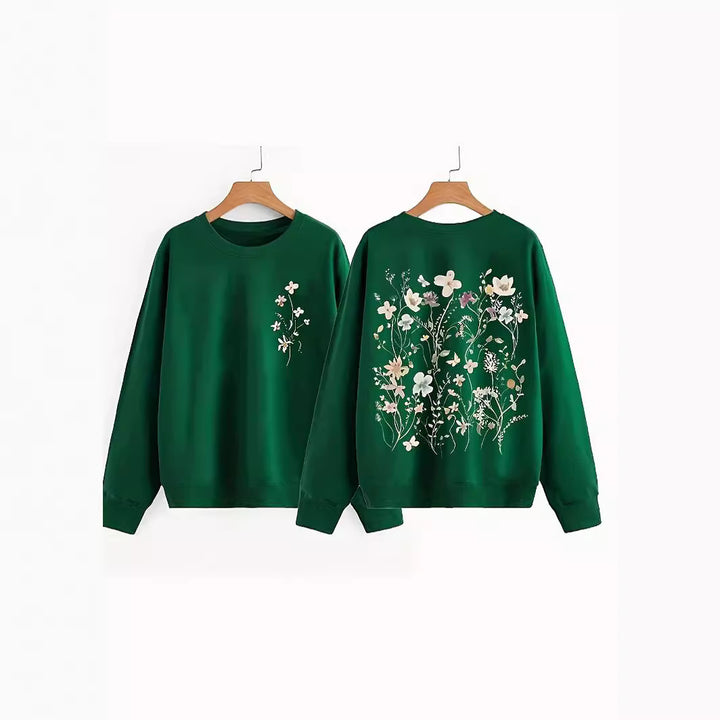 Kvinnors sweatshirt med blommönster och mjukt innerfoder Mirla-Eva Jonsson