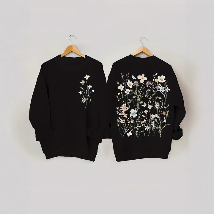Kvinnors sweatshirt med blommönster och mjukt innerfoder Mirla-Eva Jonsson