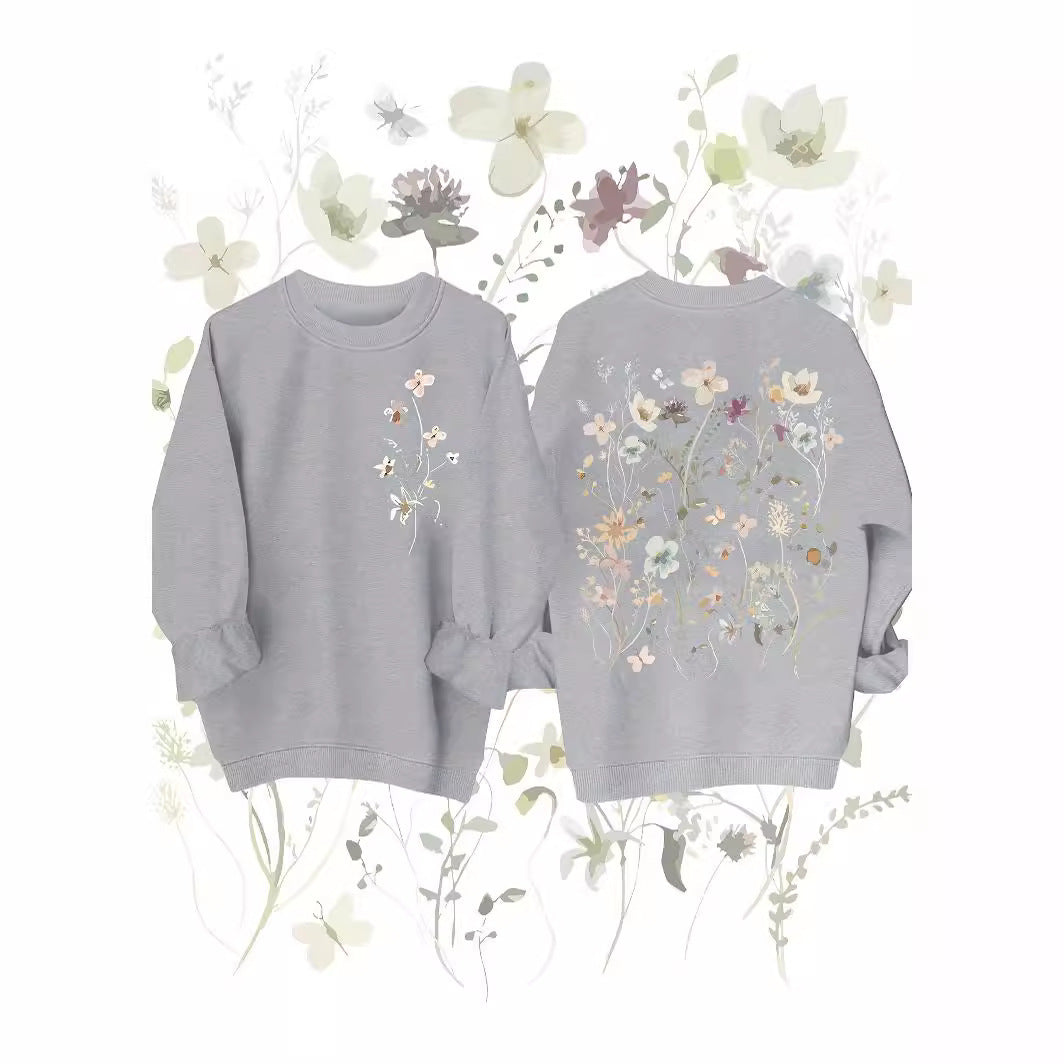 Kvinnors sweatshirt med blommönster och mjukt innerfoder Mirla-Eva Jonsson