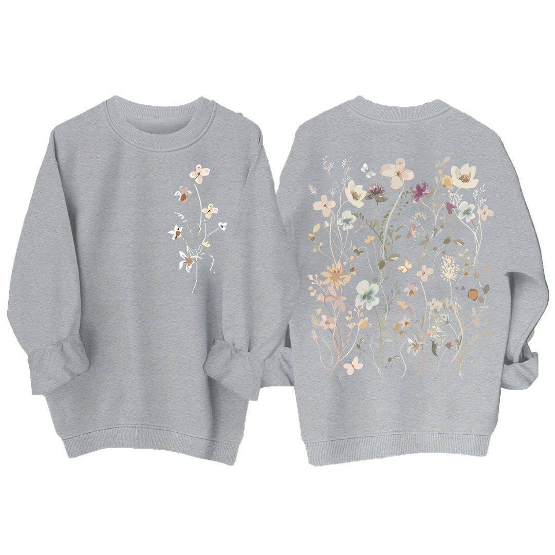 Kvinnors sweatshirt med blommönster och mjukt innerfoder Mirla-Eva Jonsson