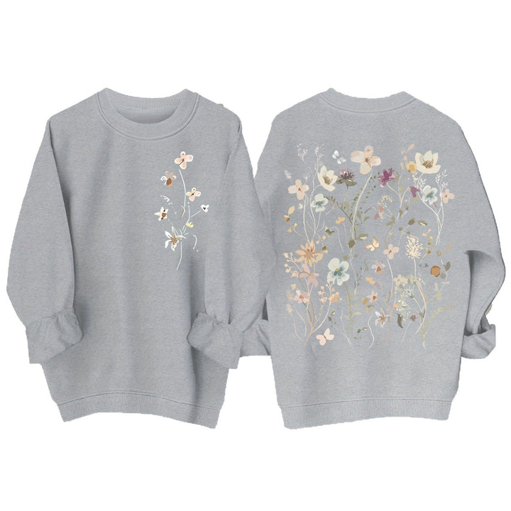 Kvinnors sweatshirt med blommönster och mjukt innerfoder Mirla-Eva Jonsson