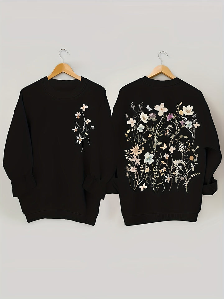 Kvinnors sweatshirt med blommönster och mjukt innerfoder Mirla-Eva Jonsson