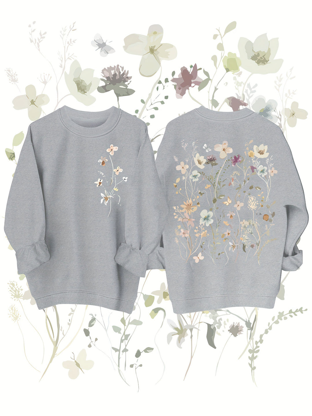 Kvinnors sweatshirt med blommönster och mjukt innerfoder Mirla-Eva Jonsson