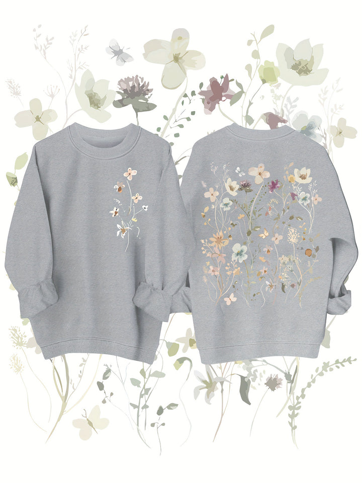 Kvinnors sweatshirt med blommönster och mjukt innerfoder Mirla-Eva Jonsson