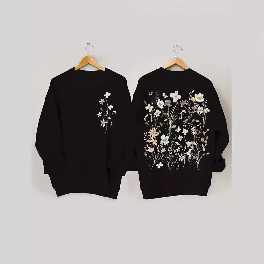 Kvinnors sweatshirt med blommönster och mjukt innerfoder Mirla-Eva Jonsson