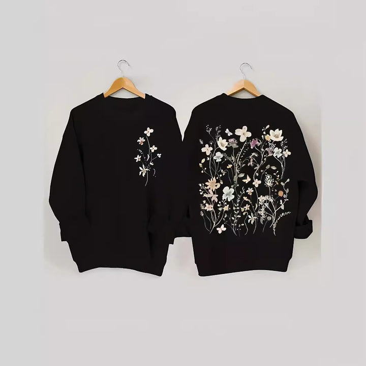Kvinnors sweatshirt med blommönster och mjukt innerfoder Mirla-Eva Jonsson