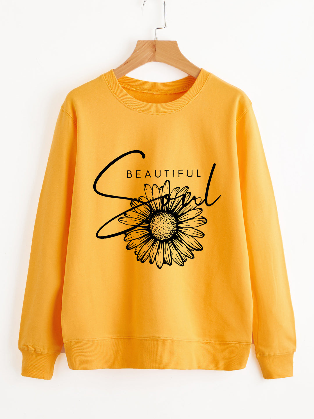Kvinnors sweatshirt med blommotiv och inspirerande text Mirla-Eva Jonsson