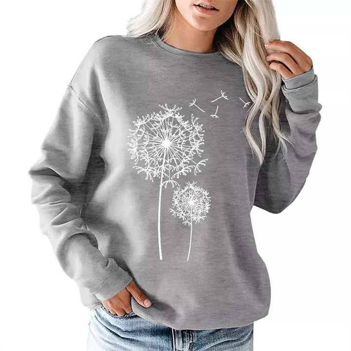 Kvinnors sweatshirt med elegant maskrosmotiv Mirla-Eva Jonsson