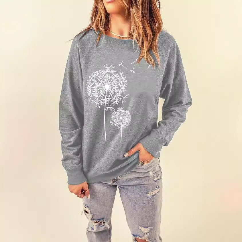 Kvinnors sweatshirt med elegant maskrosmotiv Mirla-Eva Jonsson