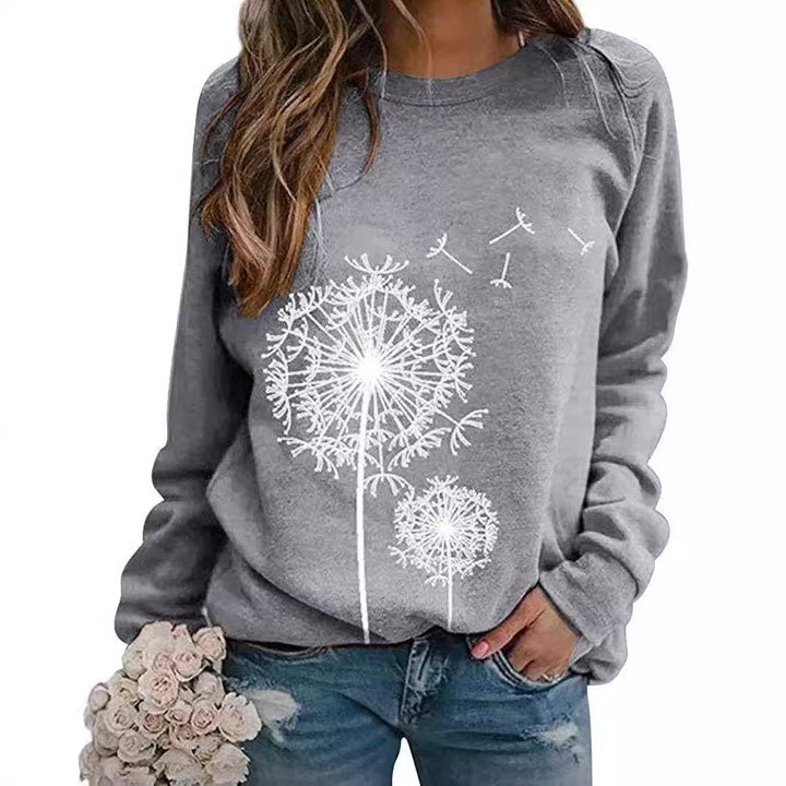 Kvinnors sweatshirt med elegant maskrosmotiv Mirla-Eva Jonsson