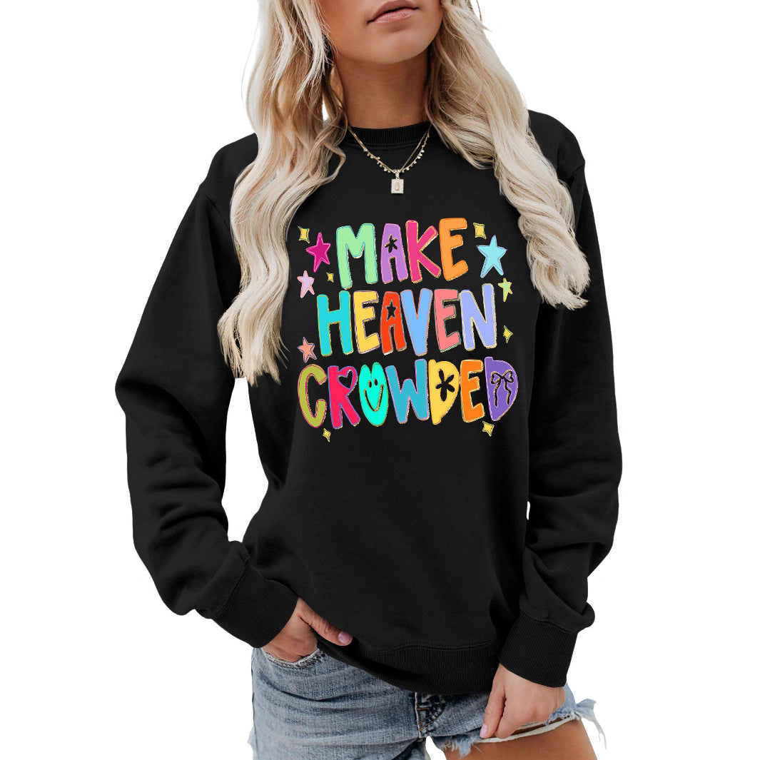 Kvinnors sweatshirt med färgglad design och lekfulla bokstäver Mirla-Eva Jonsson