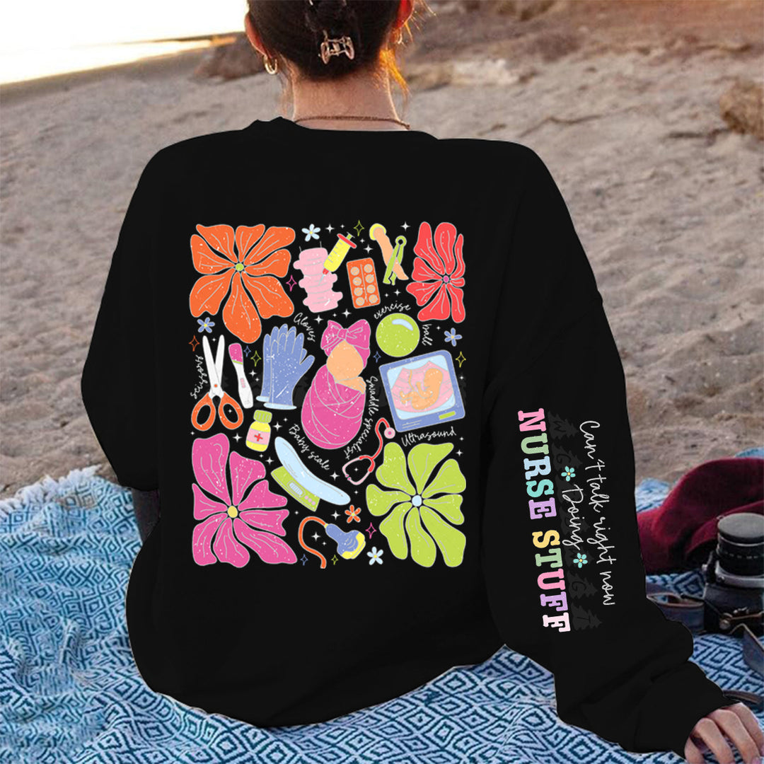Kvinnors sweatshirt med färggrafisk design och originalvårdsmotiv Mirla-Eva Jonsson