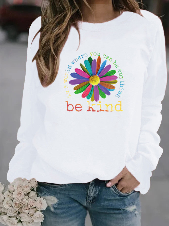 Kvinnors sweatshirt med färgstark motiverande blommönster och mjukt inre Mirla-Eva Jonsson