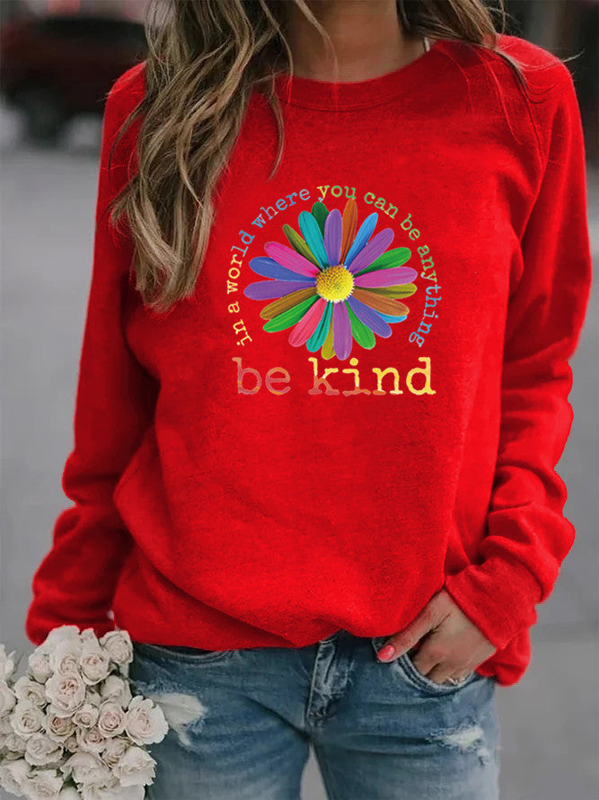 Kvinnors sweatshirt med färgstark motiverande blommönster och mjukt inre Mirla-Eva Jonsson