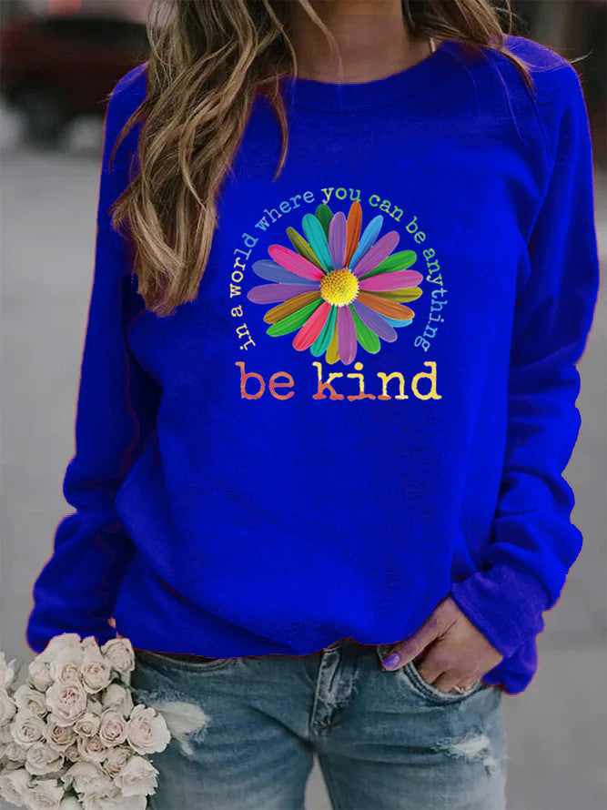 Kvinnors sweatshirt med färgstark motiverande blommönster och mjukt inre Mirla-Eva Jonsson
