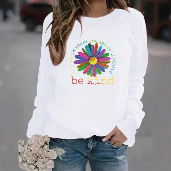 Kvinnors sweatshirt med färgstark motiverande blommönster och mjukt inre Mirla-Eva Jonsson