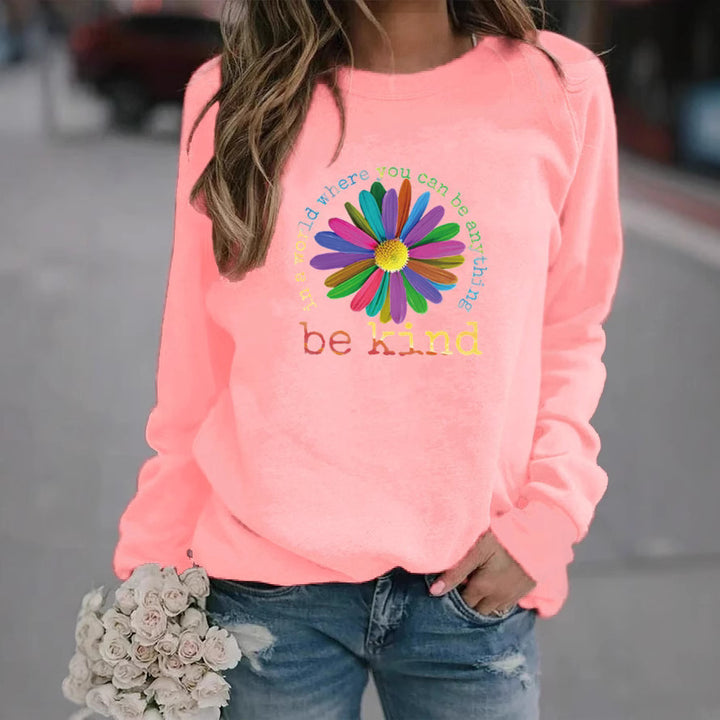 Kvinnors sweatshirt med färgstark motiverande blommönster och mjukt inre Mirla-Eva Jonsson