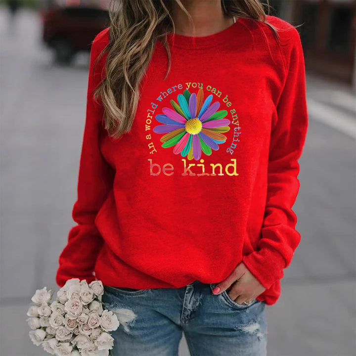 Kvinnors sweatshirt med färgstark motiverande blommönster och mjukt inre Mirla-Eva Jonsson