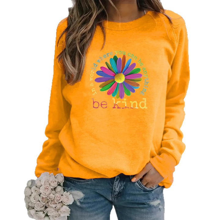 Kvinnors sweatshirt med färgstark motiverande blommönster och mjukt inre Mirla-Eva Jonsson