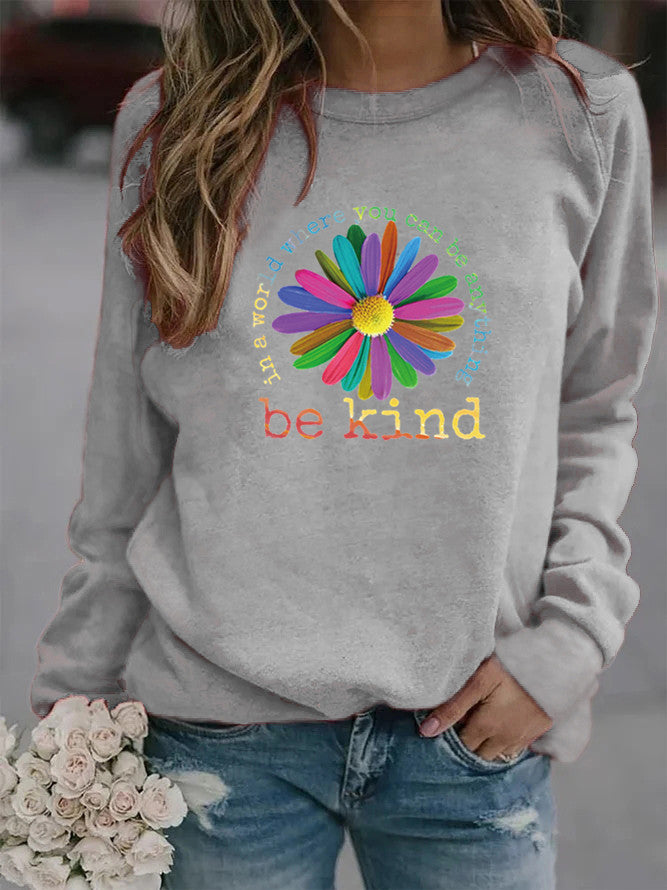 Kvinnors sweatshirt med färgstark motiverande blommönster och mjukt inre Mirla-Eva Jonsson