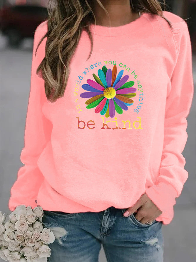 Kvinnors sweatshirt med färgstark motiverande blommönster och mjukt inre Mirla-Eva Jonsson