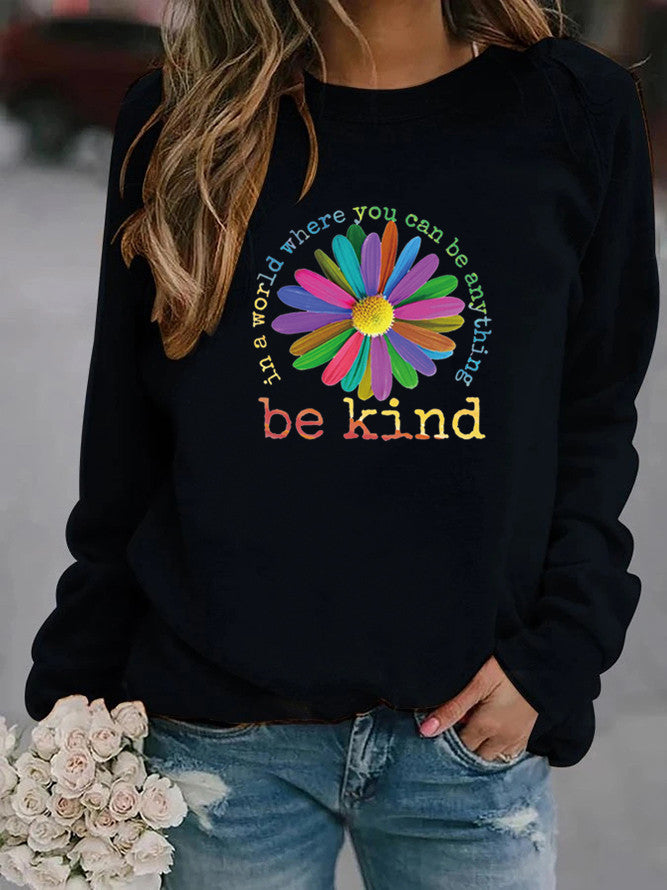 Kvinnors sweatshirt med färgstark motiverande blommönster och mjukt inre Mirla-Eva Jonsson