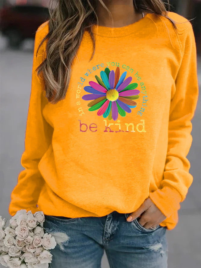 Kvinnors sweatshirt med färgstark motiverande blommönster och mjukt inre Mirla-Eva Jonsson
