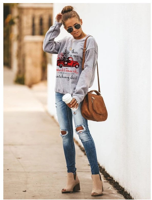 Kvinnors sweatshirt med festligt motiv och avslappnad skärning Mirla-Eva Jonsson