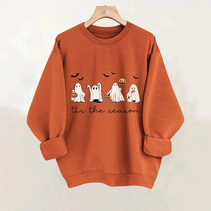 Kvinnors sweatshirt med glatt Halloween-motiv och avslappnad passform Mirla-Eva Jonsson