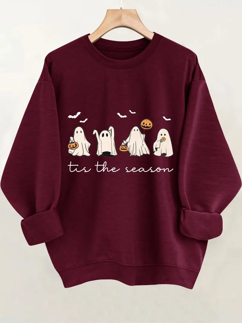 Kvinnors sweatshirt med glatt Halloween-motiv och avslappnad passform Mirla-Eva Jonsson