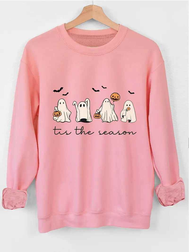 Kvinnors sweatshirt med glatt Halloween-motiv och avslappnad passform Mirla-Eva Jonsson