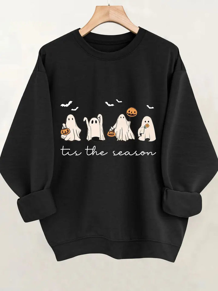 Kvinnors sweatshirt med glatt Halloween-motiv och avslappnad passform Mirla-Eva Jonsson
