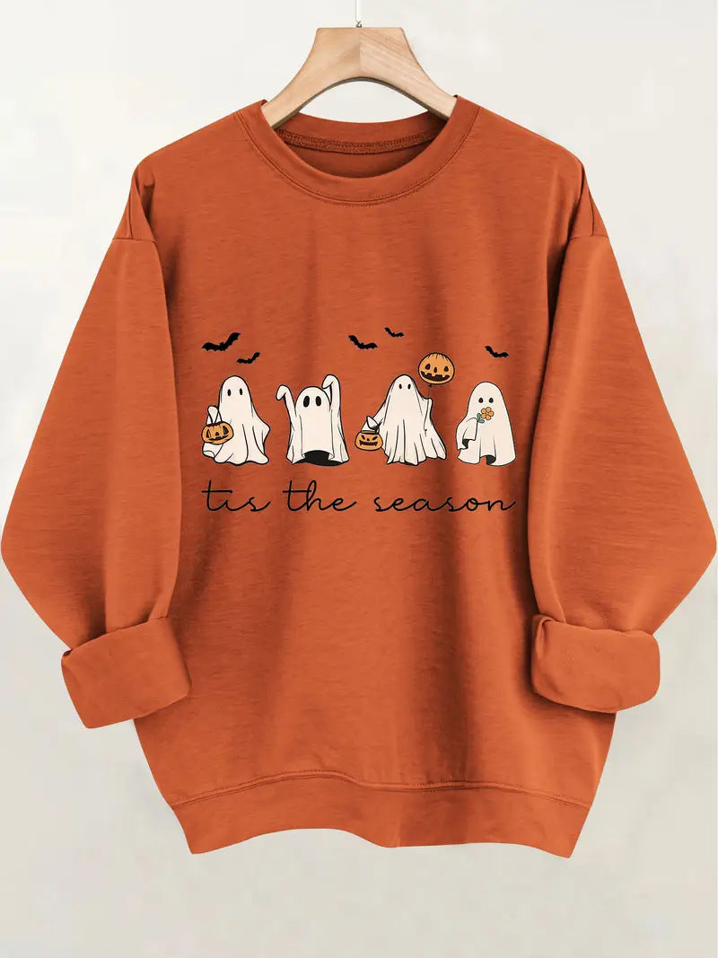 Kvinnors sweatshirt med glatt Halloween-motiv och avslappnad passform Mirla-Eva Jonsson
