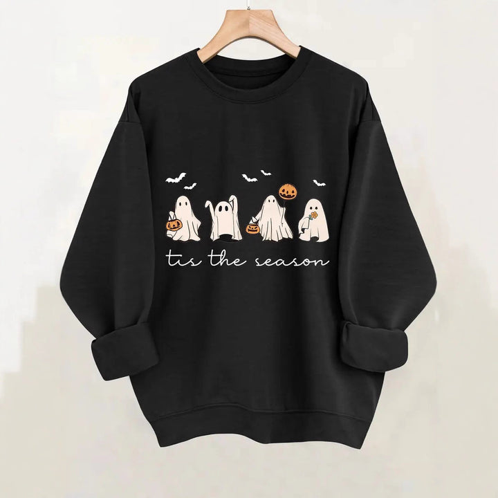 Kvinnors sweatshirt med glatt Halloween-motiv och avslappnad passform Mirla-Eva Jonsson