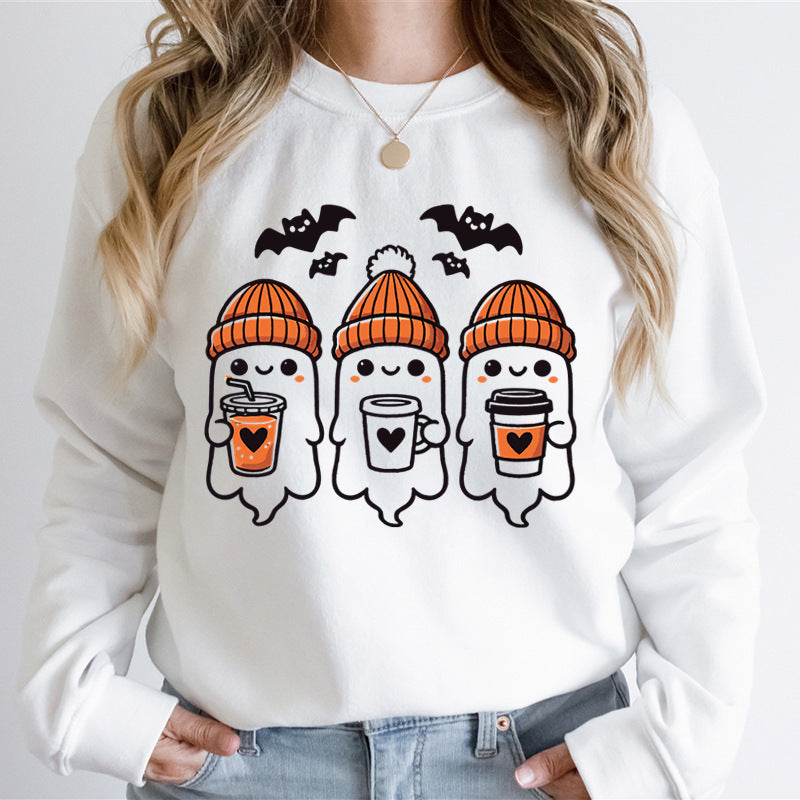 Kvinnors sweatshirt med glatt spöke design och bekväm passform Mirla-Eva Jonsson