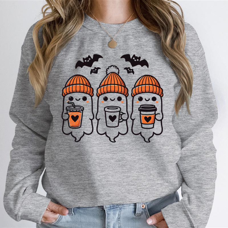 Kvinnors sweatshirt med glatt spöke design och bekväm passform Mirla-Eva Jonsson