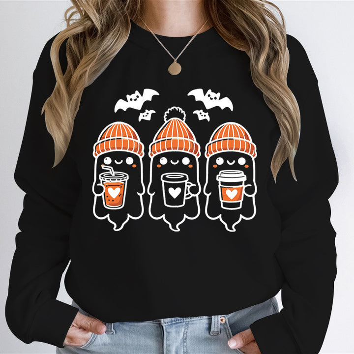 Kvinnors sweatshirt med glatt spöke design och bekväm passform Mirla-Eva Jonsson