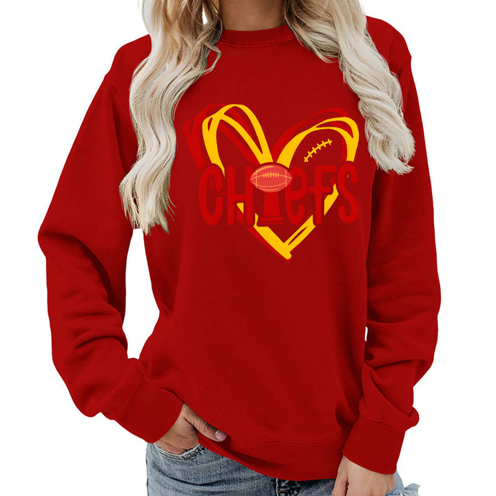 Kvinnors sweatshirt med hjärtdesign och kreativa sportgrafik Mirla-Eva Jonsson