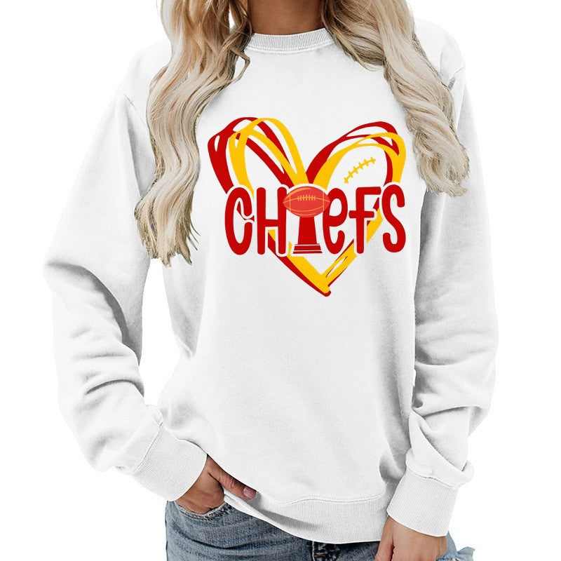 Kvinnors sweatshirt med hjärtdesign och kreativa sportgrafik Mirla-Eva Jonsson