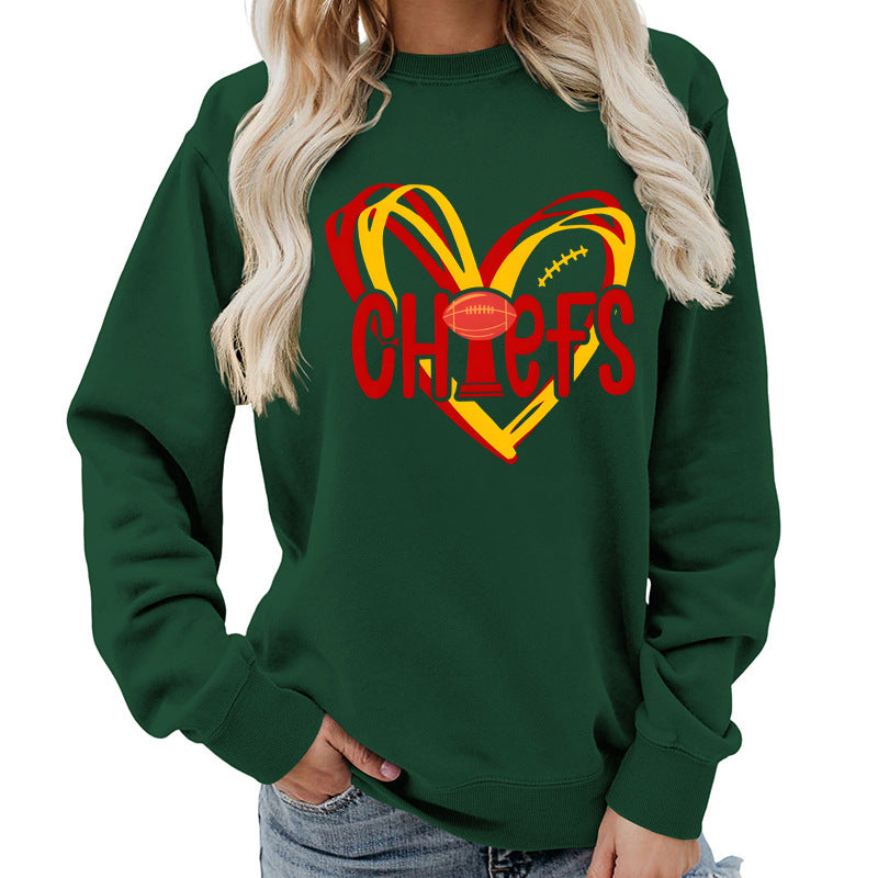 Kvinnors sweatshirt med hjärtdesign och kreativa sportgrafik Mirla-Eva Jonsson