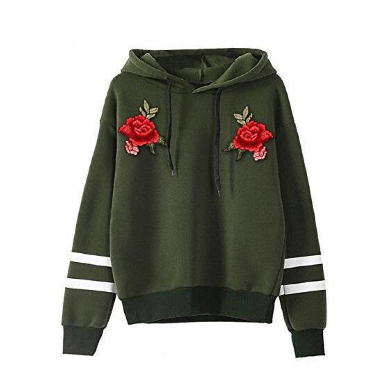 Kvinnors sweatshirt med högkvalitativ rosbroderi Mirla-Eva Jonsson