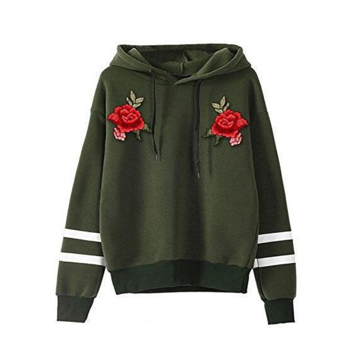 Kvinnors sweatshirt med högkvalitativ rosbroderi Mirla-Eva Jonsson