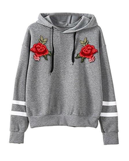 Kvinnors sweatshirt med högkvalitativ rosbroderi Mirla-Eva Jonsson