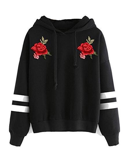 Kvinnors sweatshirt med högkvalitativ rosbroderi Mirla-Eva Jonsson