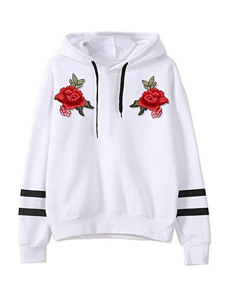 Kvinnors sweatshirt med högkvalitativ rosbroderi Mirla-Eva Jonsson
