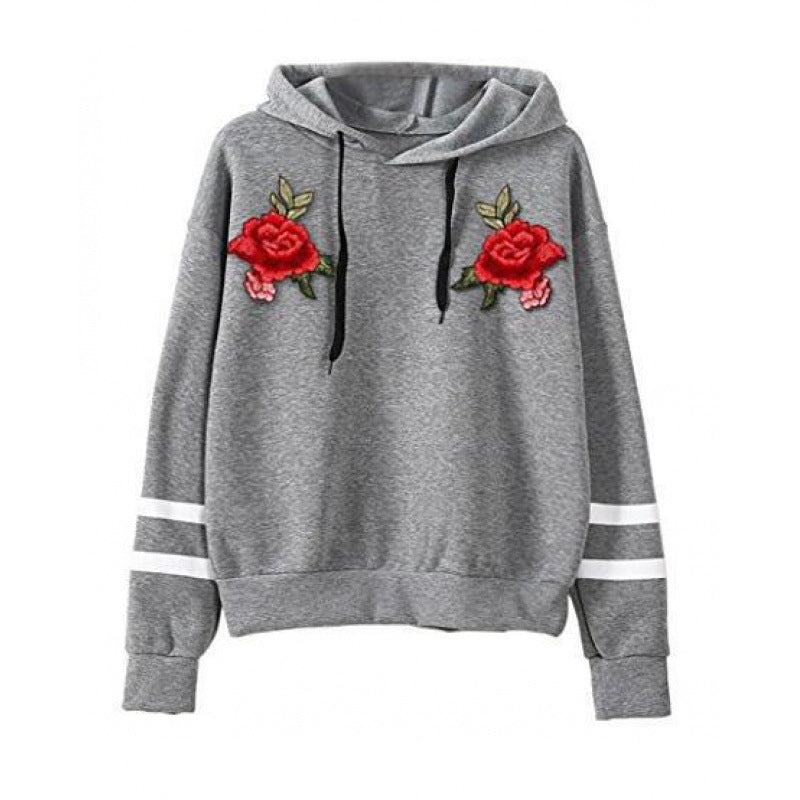Kvinnors sweatshirt med högkvalitativ rosbroderi Mirla-Eva Jonsson